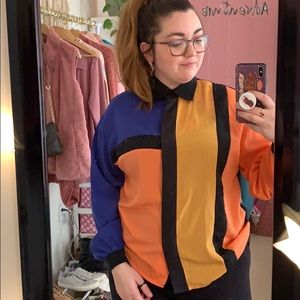 3 for $15: Vintage 80s Color-Blocked Button-Up